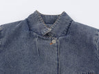 Women Clothing Stand Collar Short Denim Jacket SenDa