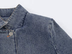 Women Clothing Stand Collar Short Denim Jacket SenDa