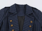 Autumn Casual Striped Collared Asymmetric Blazer SenDa