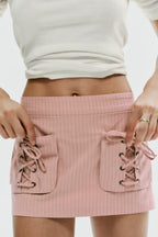Early Autumn Women Wear Sexy Low Waist Pocket Striped Printed Skirt Slim Fit Skirt flightCourse