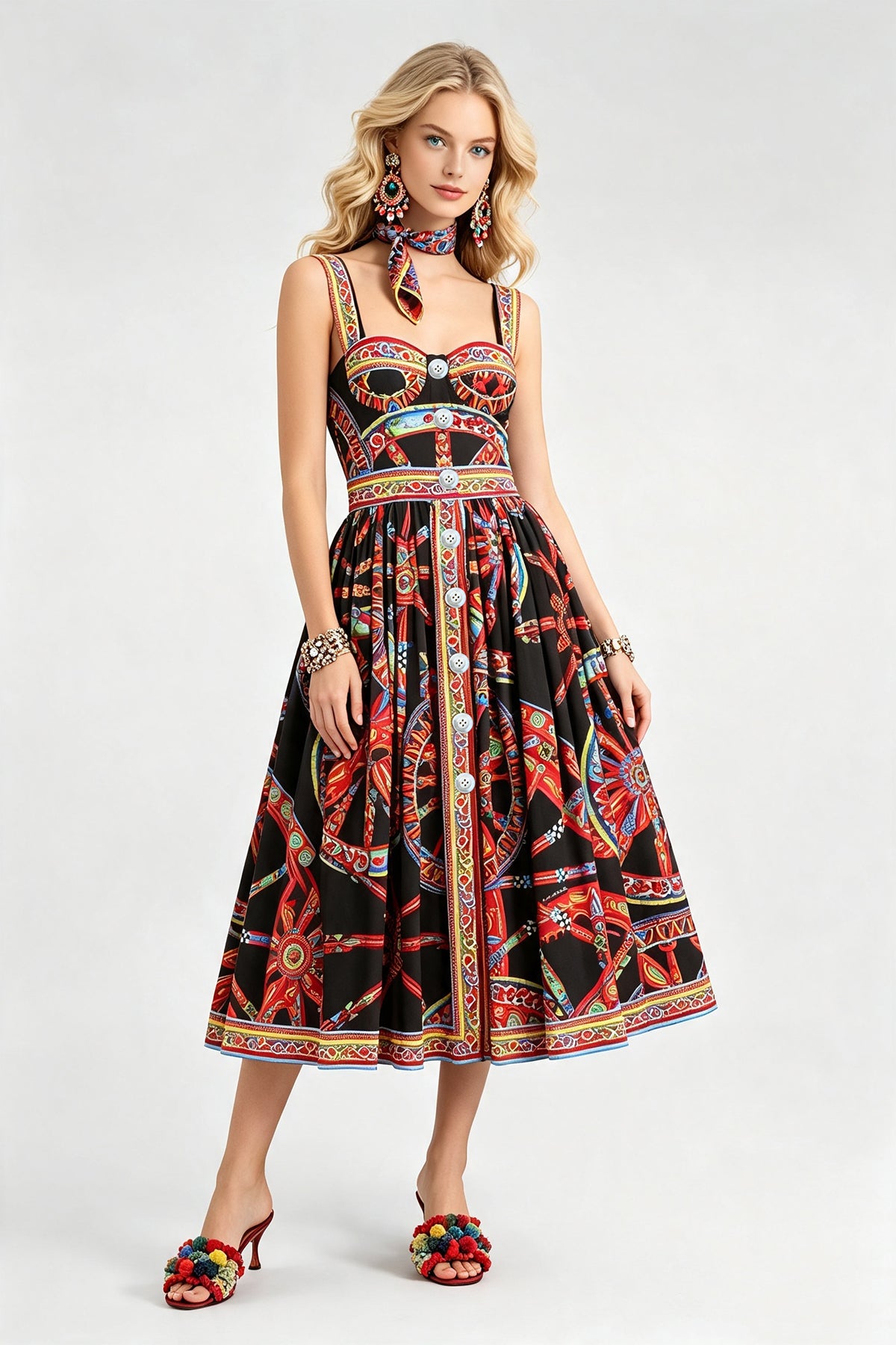 Women Summer Daily Sleeveless Printed Dress ESUNG