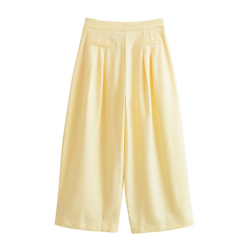 Fall Women Clothing High Waist Slimming Casual Solid Color Wide Leg Pants TRAF