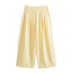 Fall Women Clothing High Waist Slimming Casual Solid Color Wide Leg Pants TRAF