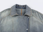 Women Clothing Retro All Match Collared Loose Belt Belt Denim Jacket Coat SenDa