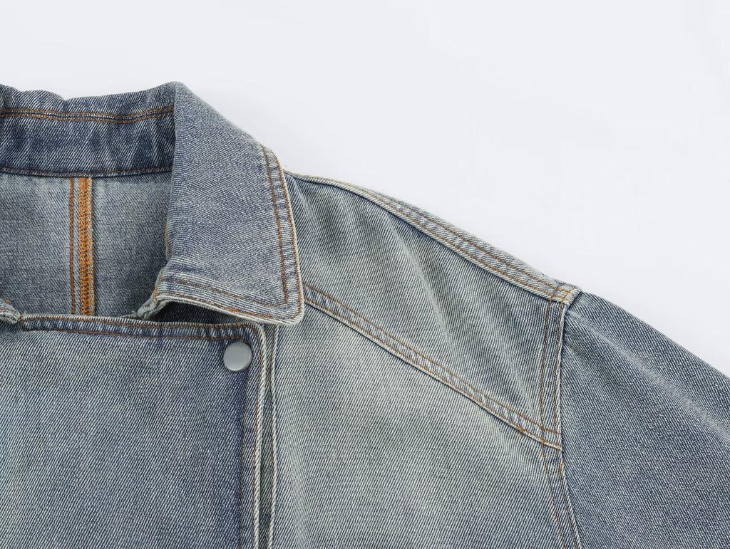 Women Clothing Retro All Match Collared Loose Belt Belt Denim Jacket Coat SenDa