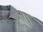Women Clothing Retro All Match Collared Loose Belt Belt Denim Jacket Coat SenDa