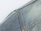 Women Clothing Retro All Match Collared Loose Belt Belt Denim Jacket Coat SenDa