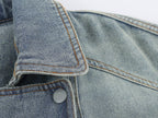 Women Clothing Retro All Match Collared Loose Belt Belt Denim Jacket Coat SenDa