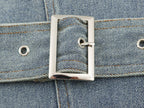 Women Clothing Retro All Match Collared Loose Belt Belt Denim Jacket Coat SenDa