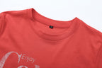Women Clothing Short Sleeve round Neck Contrast Color Printed Washed Effect Slim T shirt Howe