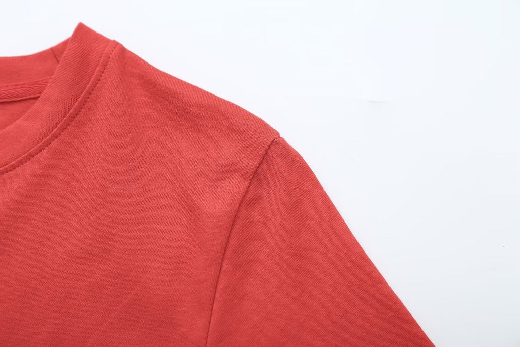 Women Clothing Short Sleeve round Neck Contrast Color Printed Washed Effect Slim T shirt Howe