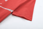 Women Clothing Short Sleeve round Neck Contrast Color Printed Washed Effect Slim T shirt Howe