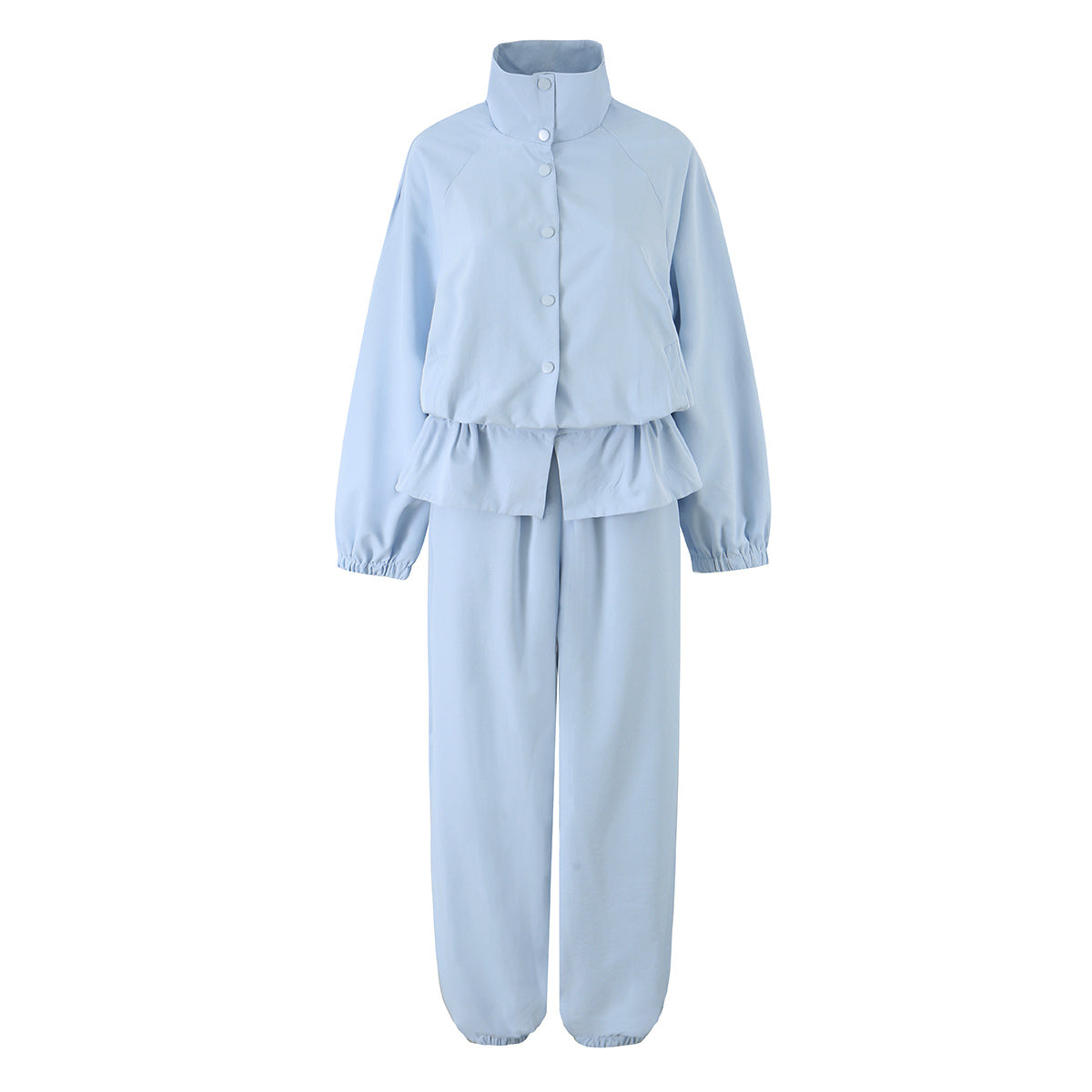 Women Clothing Fall Stand up Collar Cinched Small Coat Loose Wide Leg Pants TinkleBell