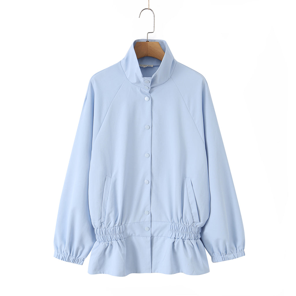 Women Clothing Fall Stand up Collar Cinched Small Coat Loose Wide Leg Pants TinkleBell