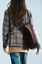 Autumn Women Clothing Long Sleeve Stand Collar Adjustable Strap Double Breasted Plaid Blazers SenDa