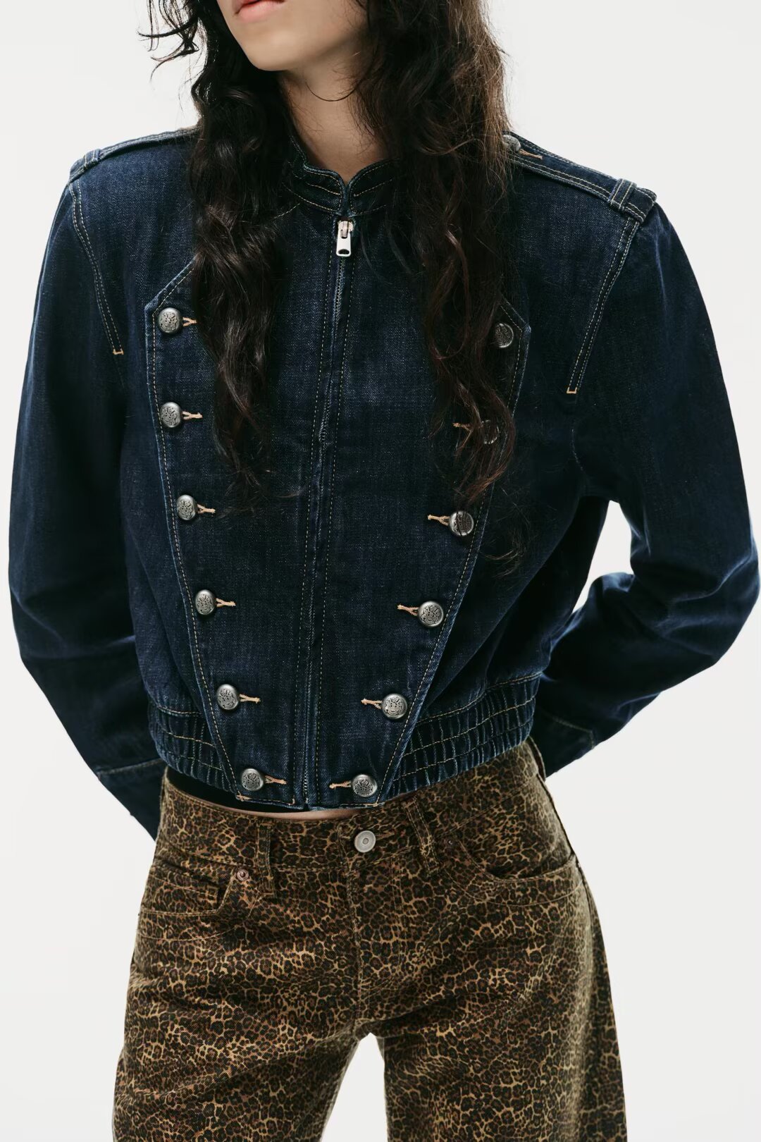 Women Fashionable Elegant Button Decoration Denim Jacket SenDa
