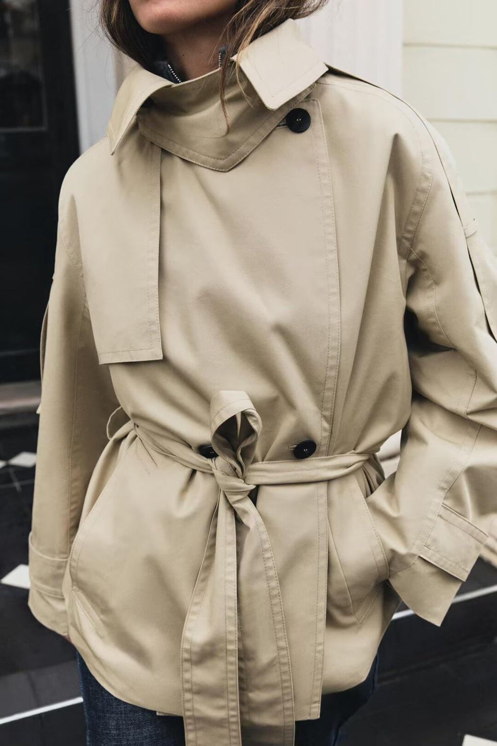 Women Clothing Autumn Office Belt Trench Coat SenDa