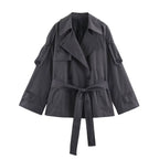 Women Clothing Autumn Office Belt Trench Coat SenDa