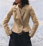 Women Clothing Fashionable Padded Shoulder Short Blazer SenDa