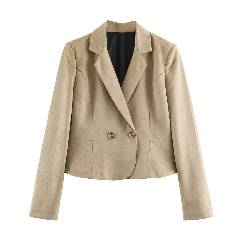 Women Clothing Fashionable Padded Shoulder Short Blazer SenDa