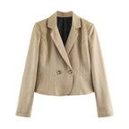 Women Clothing Fashionable Padded Shoulder Short Blazer SenDa
