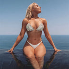 Bikini sexy de cintura baja con cristales y abertura para mujer