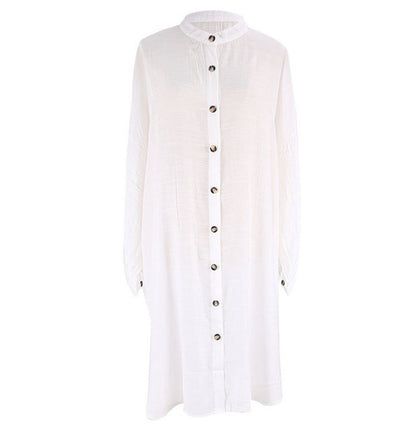 Camisa de bambú de un solo pecho para playa, protección solar, falda informal para vacaciones en la playa
