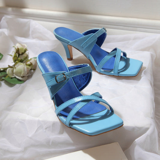 Sandalias de tacón alto para oficina, de moda y combinables, sin cordones, con tacón de gatito 