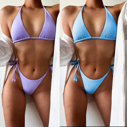 Swimsuit Popular Solid Color Bikini Women Seperated Swimwear Triangle Bikini