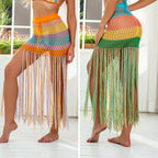 Modern at Hand Crocheting Beach Split Tassel Color A line Skirt Zunee