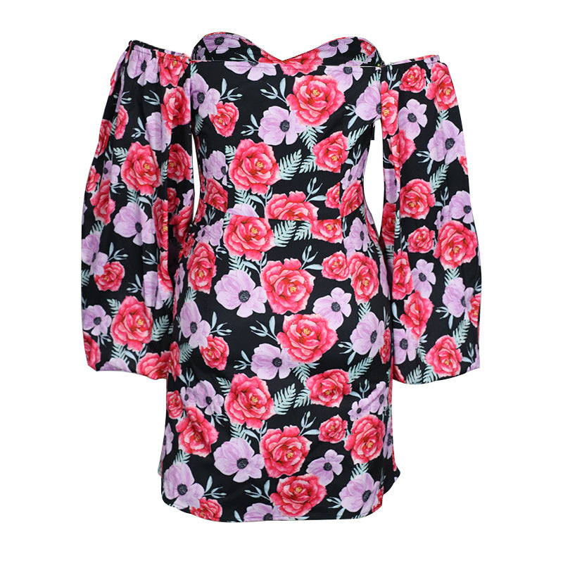 Printed Sexy Square Collar Dress Women Spring Summer Arrival