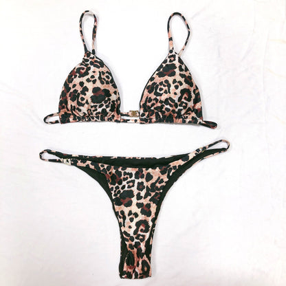 Traje de baño sexy con estampado de leopardo dividido para mujer Bikini