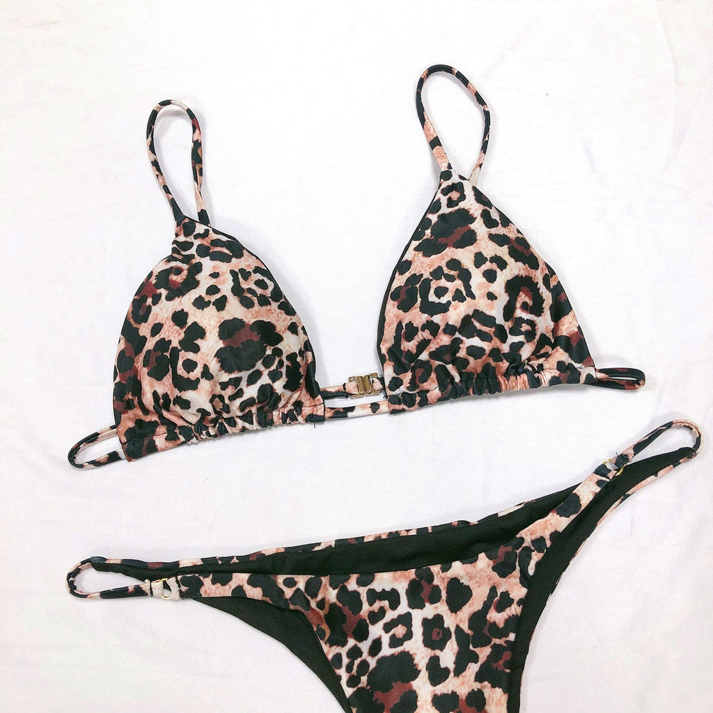 Swimsuit Sexy Leopard Print Split Swimsuit Women Bikini Flash wave