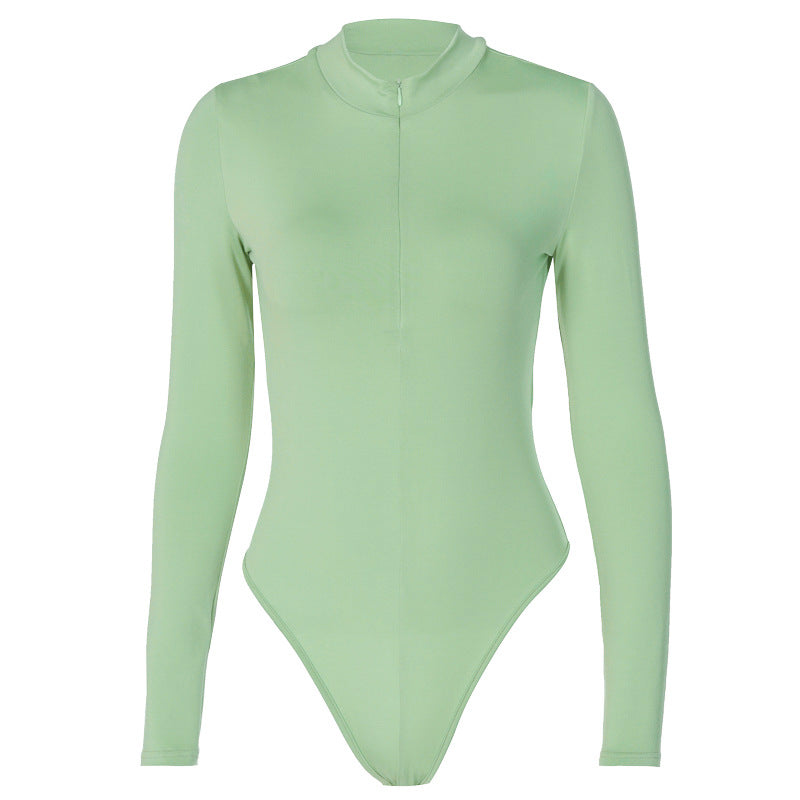 Long-sleeve Zipper Slim Fit Slim Looking Base Bodysuit Autumn