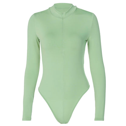 Long-sleeve Zipper Slim Fit Slim Looking Base Bodysuit Autumn