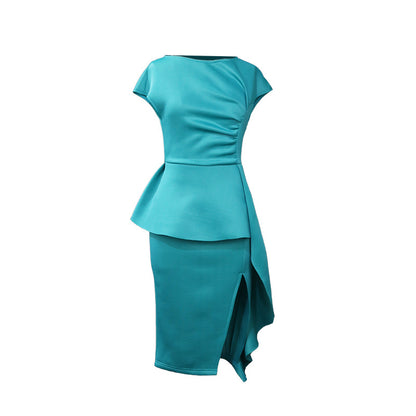 Autumn Sexy Backless High Waist Slimming Slit Irregular Asymmetric Ruffled plus Size Dress for Women Dress
