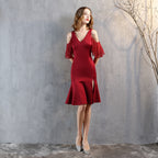 Robe de soirée courte à col en V pour dîner, sexy en boîte de nuit, élégante et courte pour femme mondaine