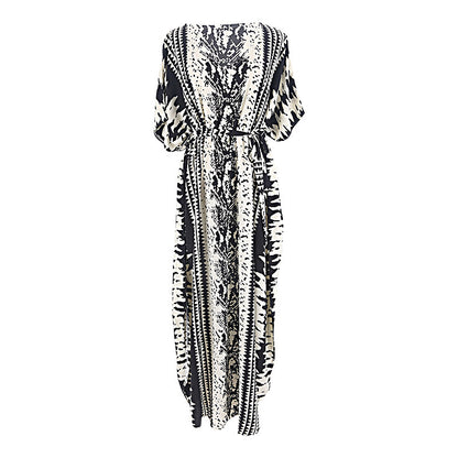 Rayon Snake Pattern Positioning Robe Sun Protection Beach Jacket Blouse Seaside Vacation Dress Women