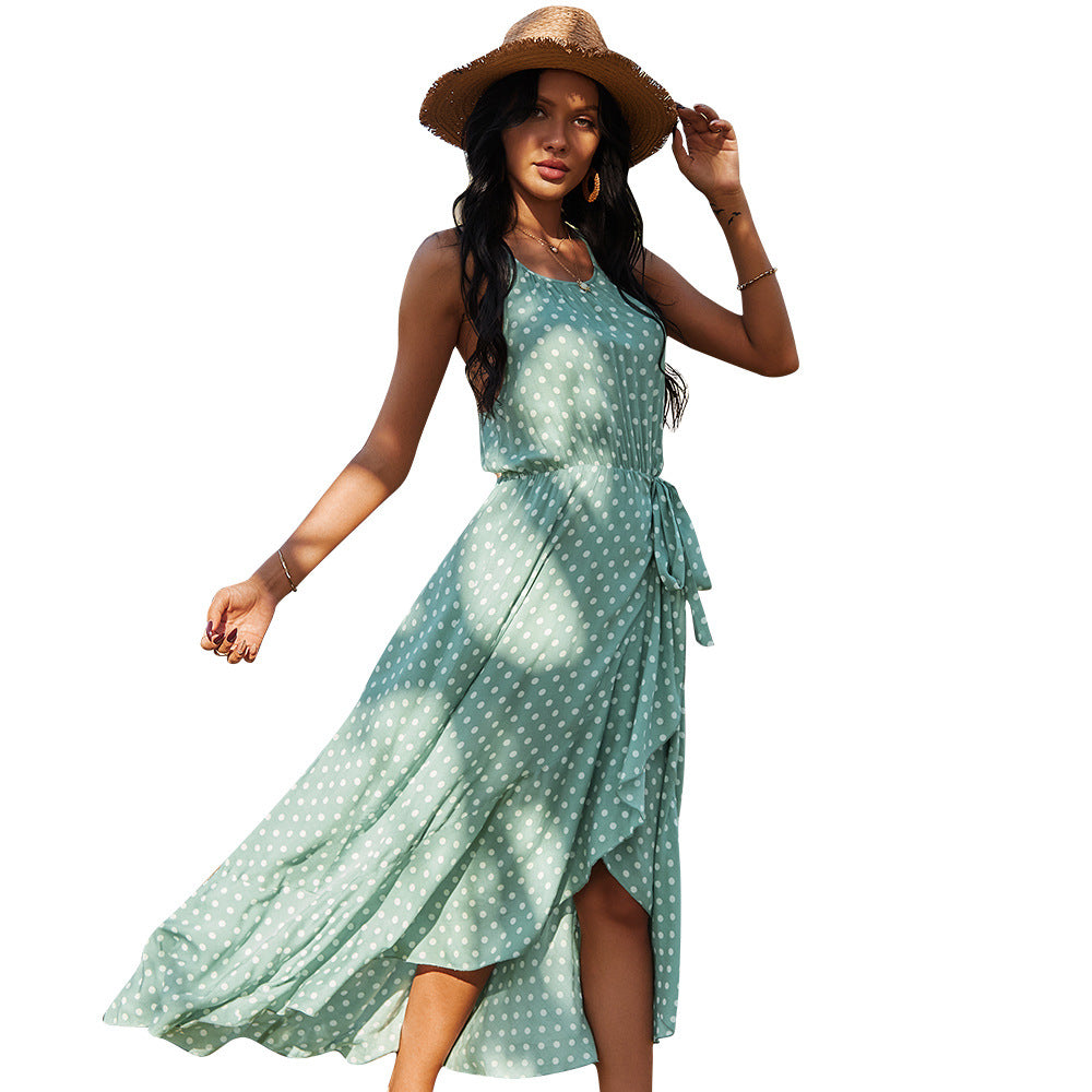 Spring Summer Casual Women Clothing Sling Polka Dot Dress CKK