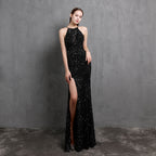 Vestido de noche para fiesta de alta sociedad, sexy, largo y adelgazante, con lentejuelas coloridas y artesanía pesada, vestido formal de novia.