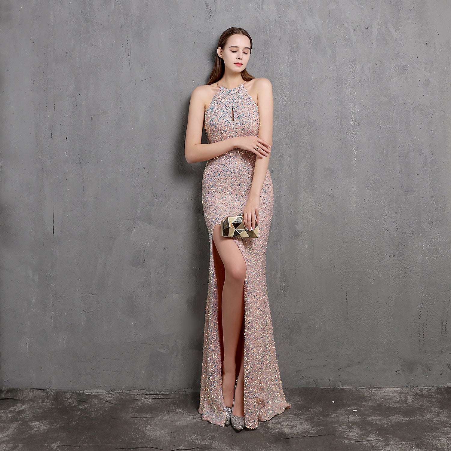 Vestido de noche para fiesta de alta sociedad, sexy, largo y adelgazante, con lentejuelas coloridas y artesanía pesada, vestido formal de novia.