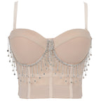 Belly Dance Performance Tube Top Sexy Tassel Chain Small Sling Solid Color with Steel Ring Body Shaping Slim Looking Tube Top WildQueen