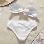Maillot de bain push-up blanc pour femme, ensemble bikini sexy pour la plage, couleur unie, bandeau 