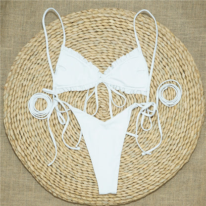 Traje de baño con volantes para mujer, traje de baño triangular para mujer, bikini de tiras de corte alto, traje de baño sexy para playa, bikini, traje de baño 