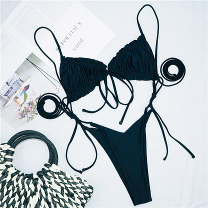 Traje de baño con volantes para mujer, traje de baño triangular para mujer, bikini de tiras de corte alto, traje de baño sexy para playa, bikini, traje de baño 