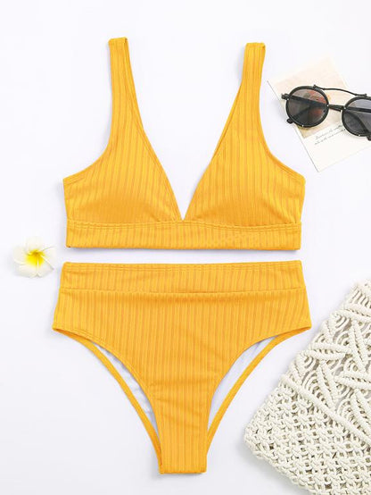 Sports swimwear Women Bandeau biquini V-neck swim suit Sexy bathing suit summer