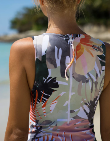 Vintage zipper women swimsuit Plant print one-piece suit High cut swimwear women Beach wear Bathing suit Monokini