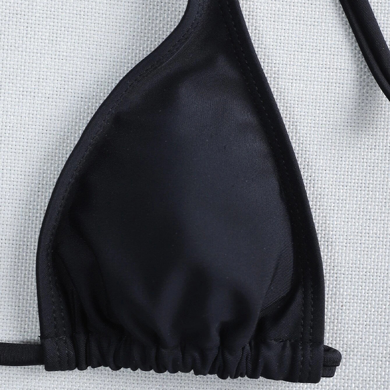 Conjunto de 3 piezas negro Traje de baño de cuello alto Traje de baño de mujer Traje de baño de mujer Faldas Bikini Traje de baño de triángulo halter 