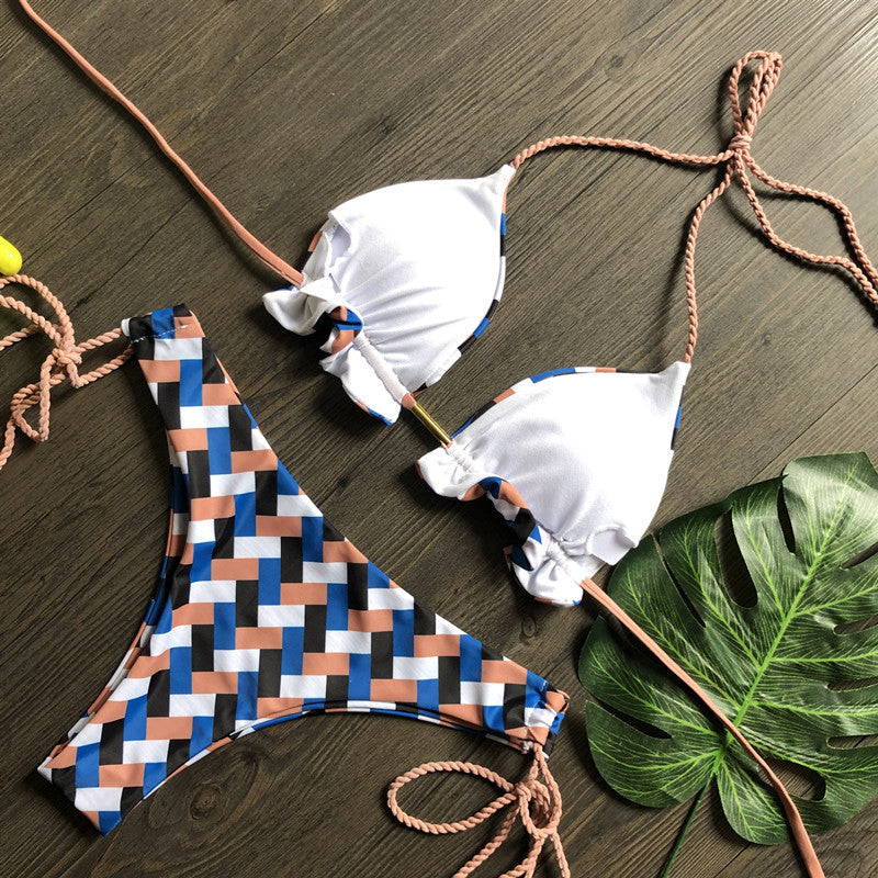 Traje de baño de bikini estampado con lazo