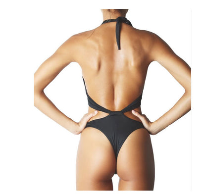 Bikini sexy de una pieza para mujer, traje de baño de una pieza de color sólido